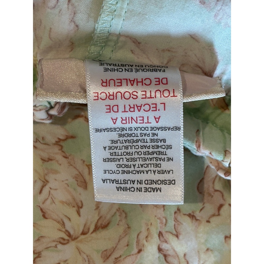 Papinelle Pajama Set Sz M Green Floral Cotton Button Up Crop Cottagecore Garden - Picture 5 of 12